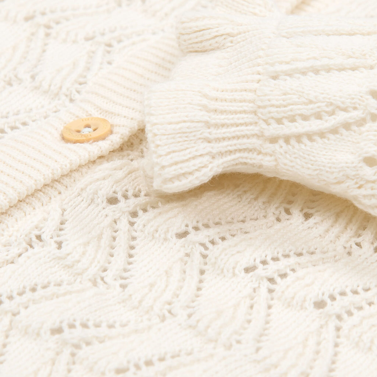 Ivory Openwork Knit Cardigan