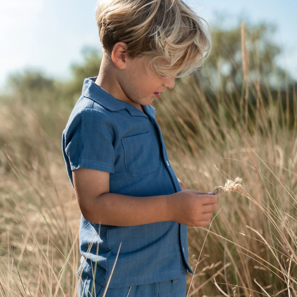 Coastal Blue Button Blouse