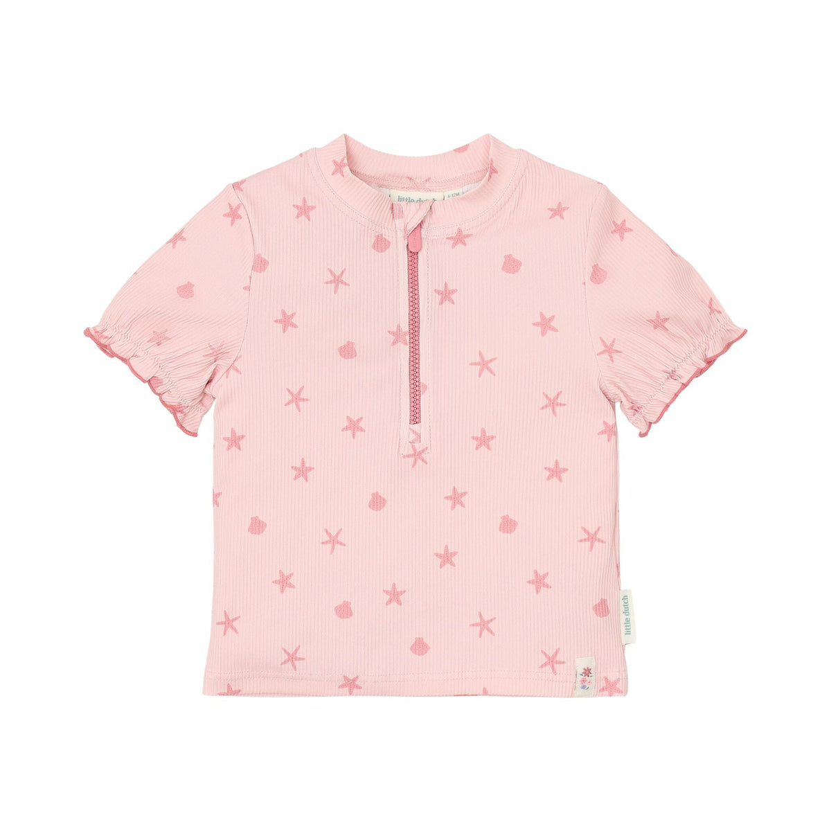 Shell Pink Zip Swim Top