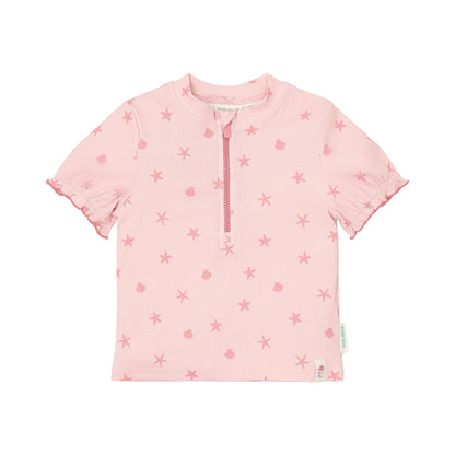 Shell Pink Zip Swim Top