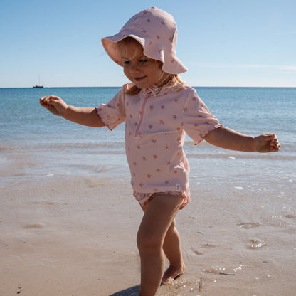 Shell Pink Zip Swim Top
