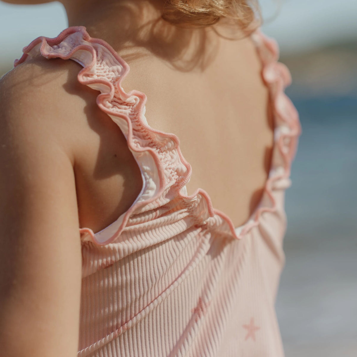 Blush Shell Ruffle Swimsuit