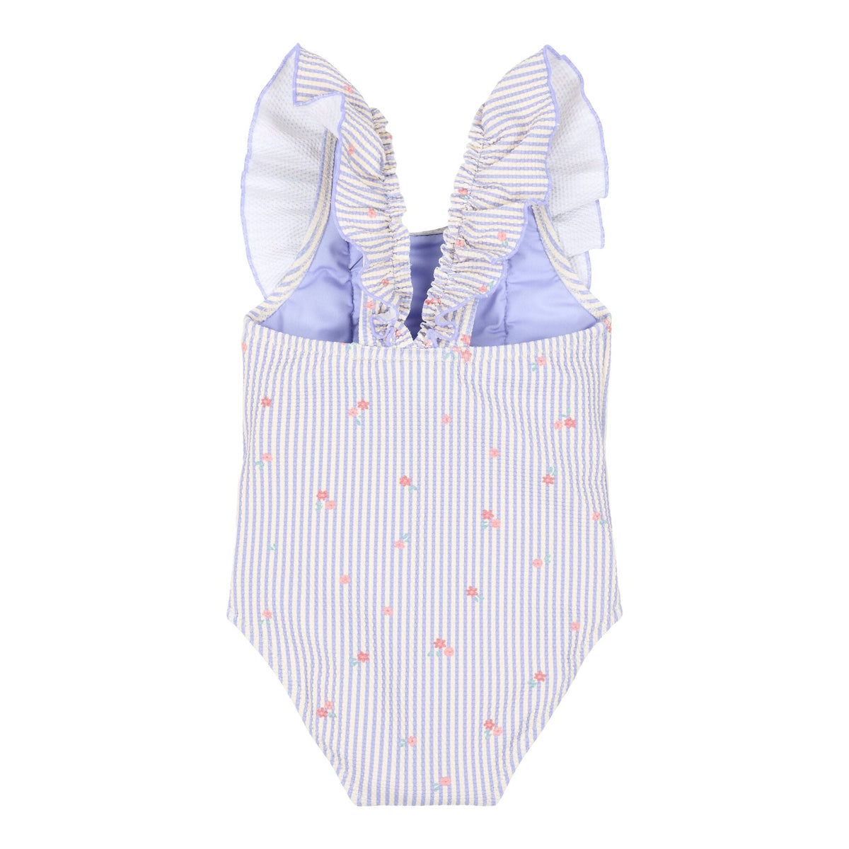 Lilac Stripe Ruffle One-Piece