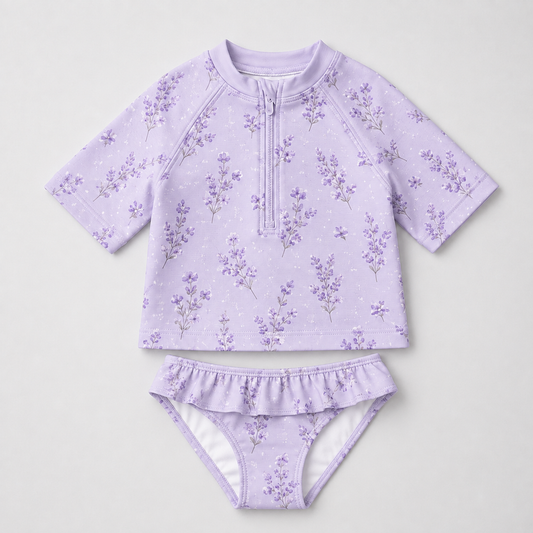 Lavender Bloom Two-Piece Swim Set
