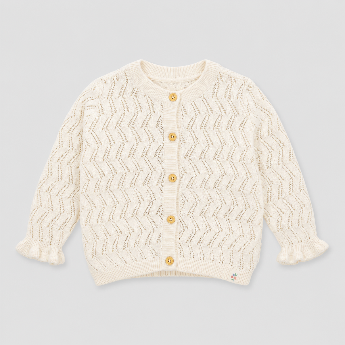 Ivory Openwork Knit Cardigan