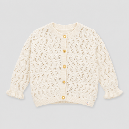 Ivory Openwork Knit Cardigan
