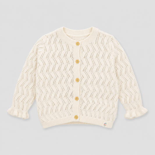 Ivory Openwork Knit Cardigan