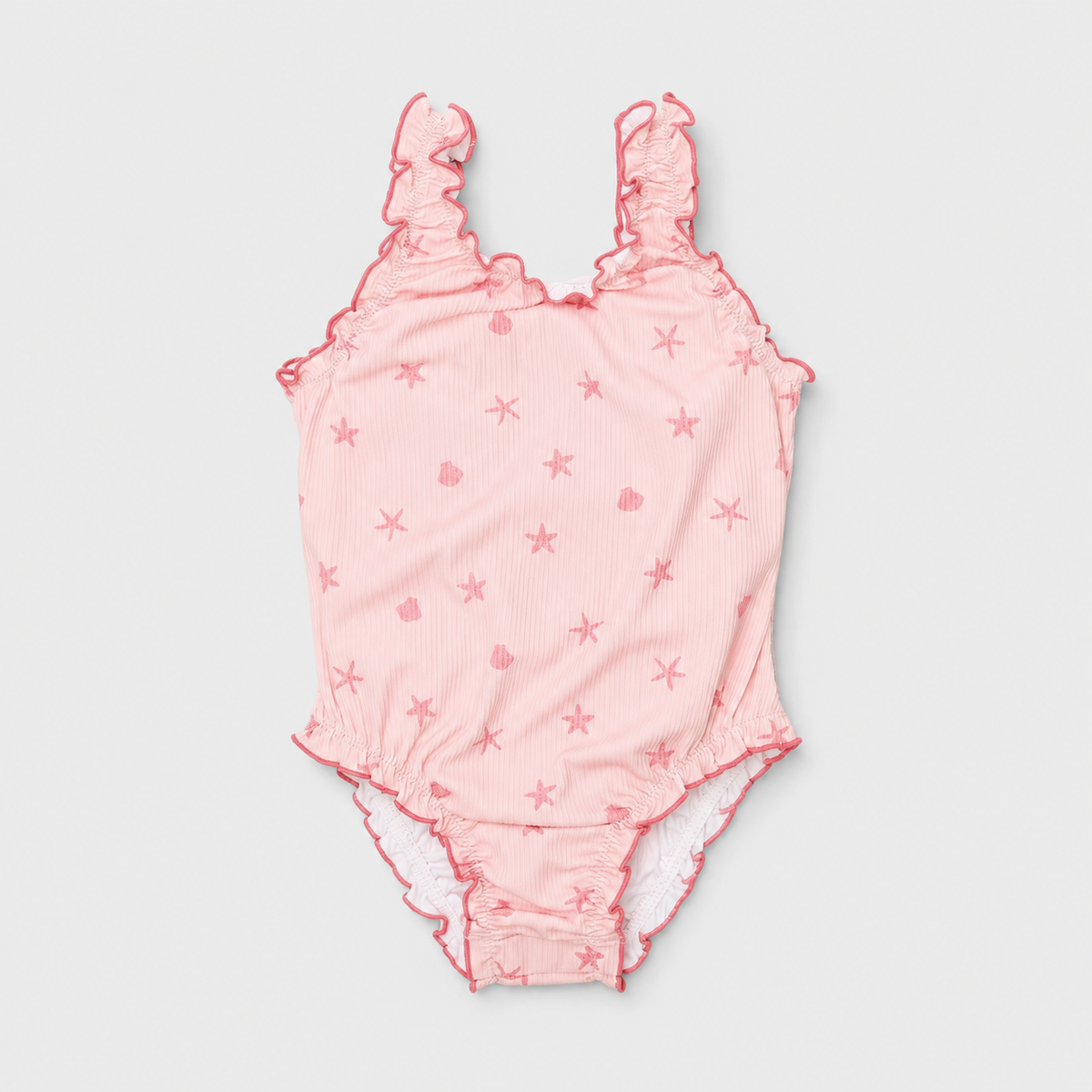 Blush Shell Ruffle Swimsuit