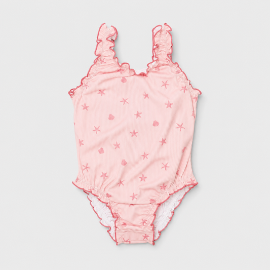Blush Shell Ruffle Swimsuit