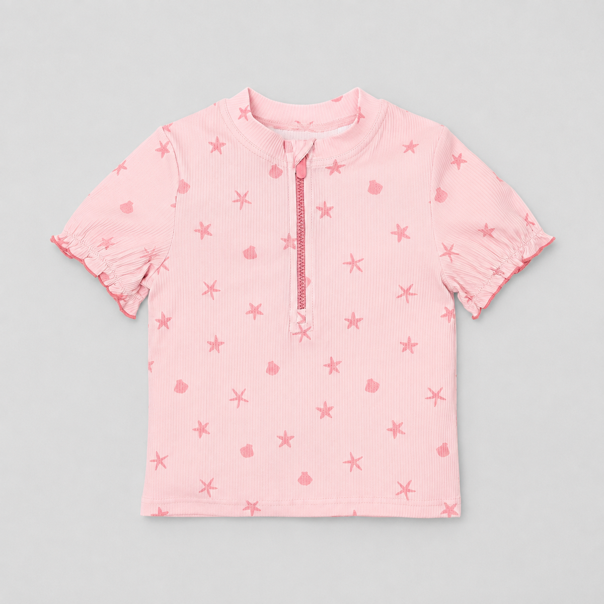 Shell Pink Zip Swim Top