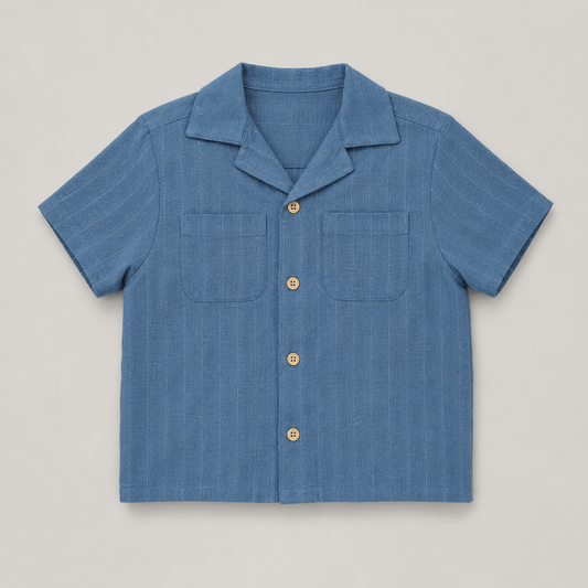 Coastal Blue Button Blouse